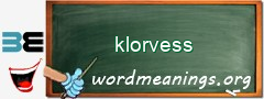 WordMeaning blackboard for klorvess